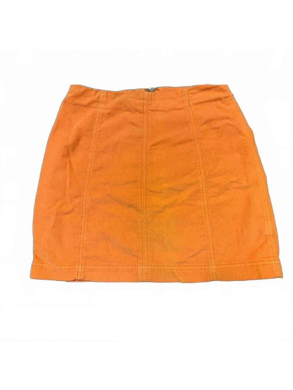 FREE PEOPLE women Corduroy mini skirt Tangerine orange cotton sz 4